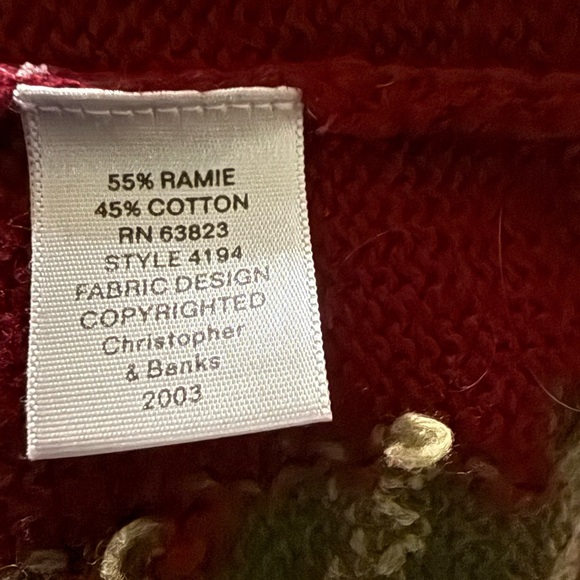 Christopher & Banks Red Knit Cardigan Hand Embroidered Medium - Picture 3 of 3